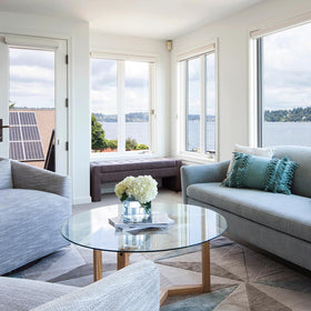 Dulles Glass lightweight tempered top protects wood surfaces from scratches.