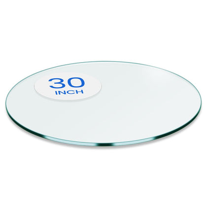 Dulles Glass round tempered table top, 1/4 inch thick, protects surfaces.