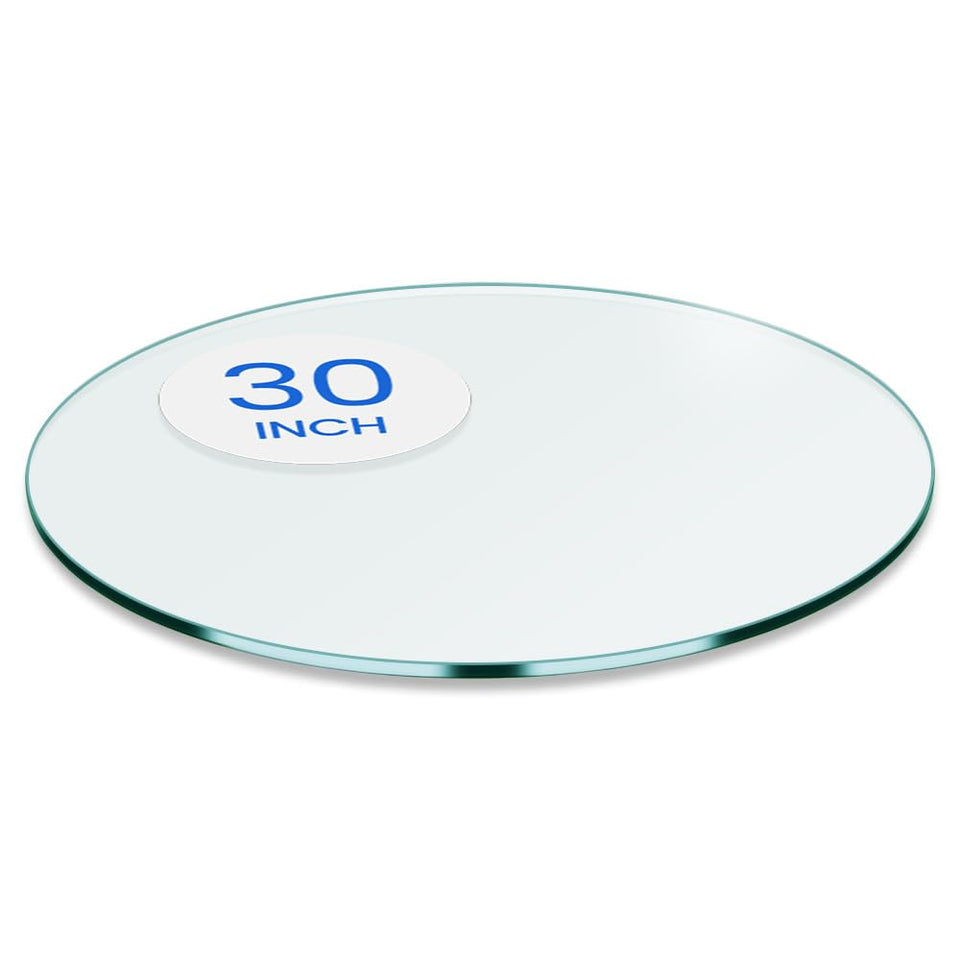 Dulles Glass round tempered table top, 1/4 inch thick, protects surfaces.