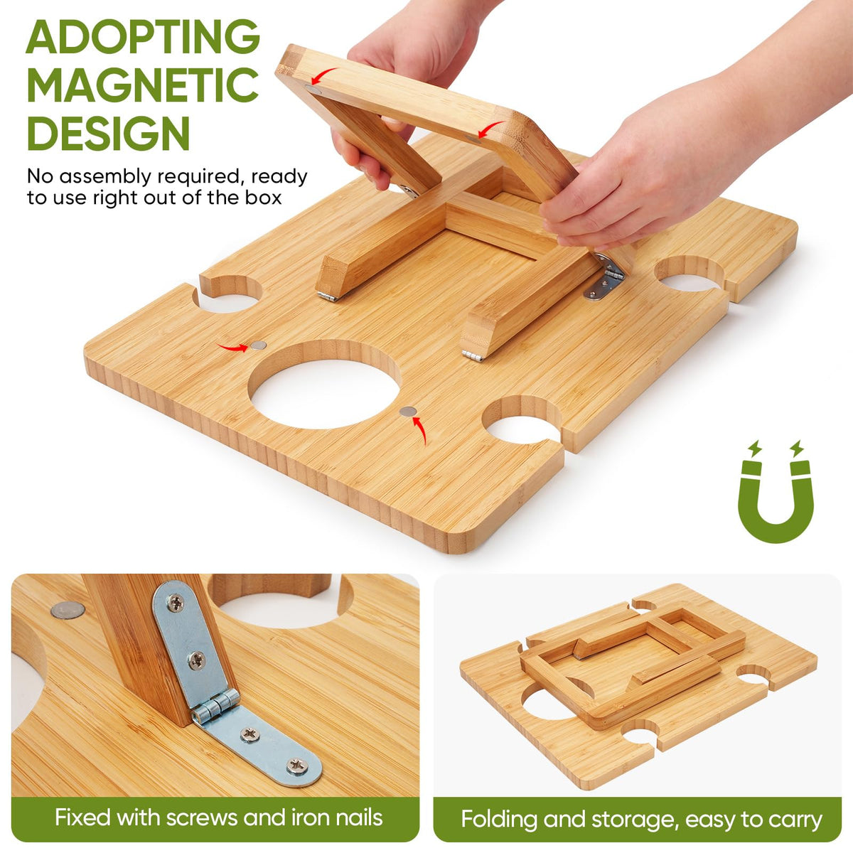Dumbpec Picnic Table keeps snacks neatly arranged during outdoor meals