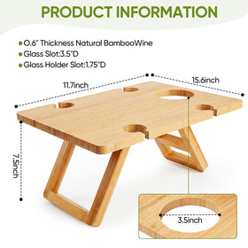 Dumbpec Bamboo Wine Picnic Table portable-design ideal for outdoor trips