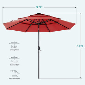 DUMOS market umbrella for pool, beach, and terrace setups.