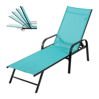 DUMOS outdoor lounge chaise with 5-position backrest for poolside tanning