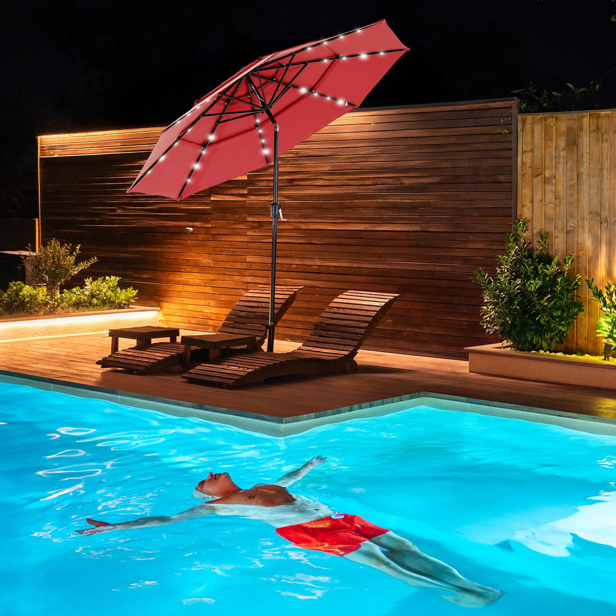 DUMOS 8-rib construction offers sturdy, wide shade coverage.