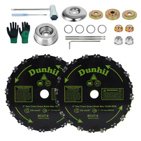 Dunhil brush cutter blade 9in 20t in action for cutting thick brush.