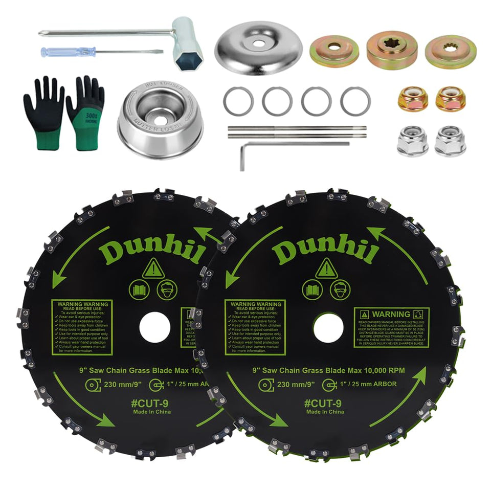 Dunhil brush cutter blade 9in 20t in action for cutting thick brush.