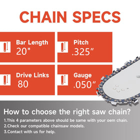 Dunhil chains close-up shows 0.050 in pitch and rugged links