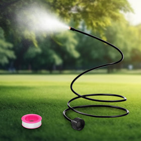 Dunkive 60-inch hose mister stand cools outdoor spaces with adjustable misting angle.