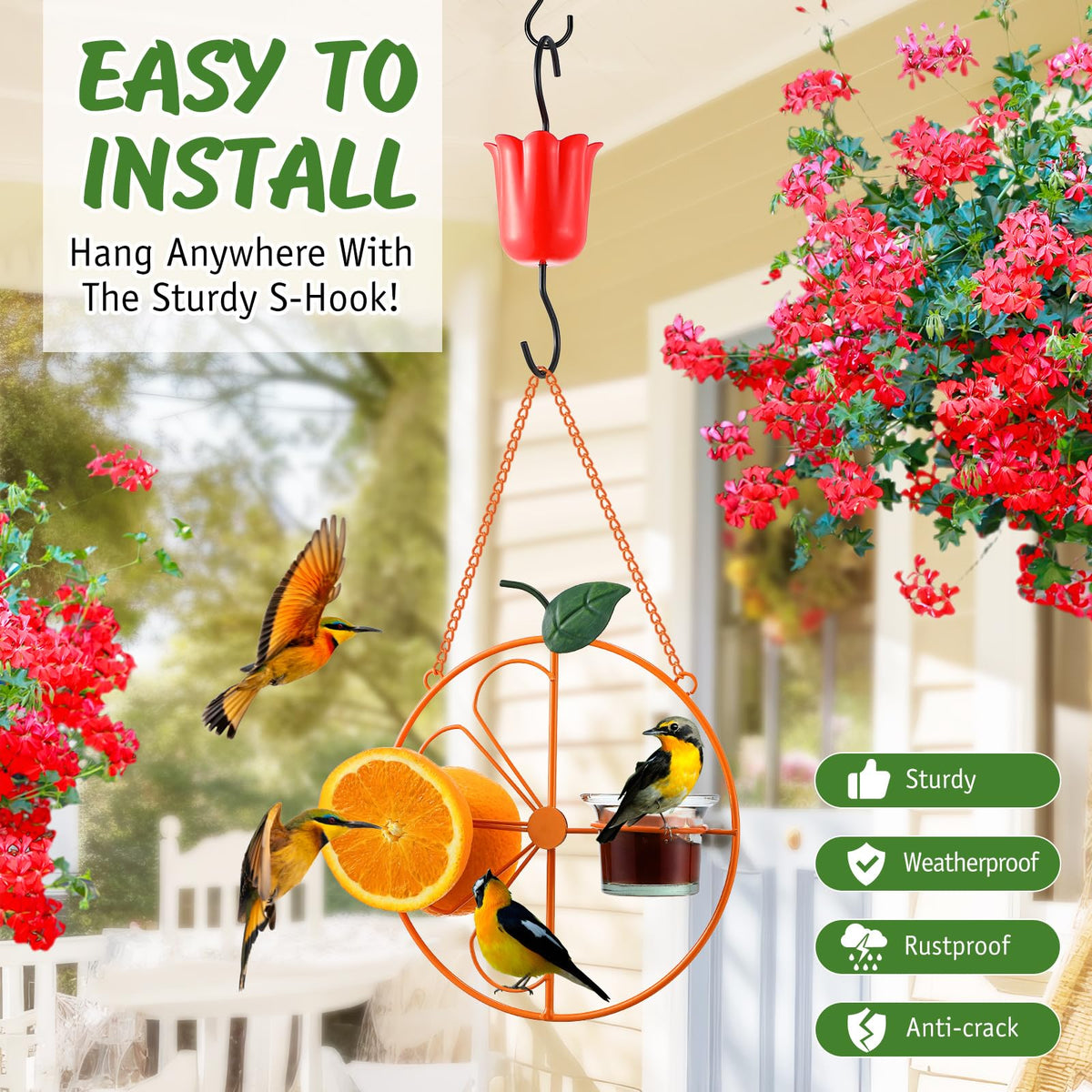 Dunkive Baltimore Oriole Feeder glass bowl is removable for easy filling.
