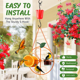 Dunkive Baltimore Oriole Feeder glass bowl is removable for easy filling.