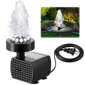 Dunkive bird bath fountain with 12 LEDs brightens outdoor water features