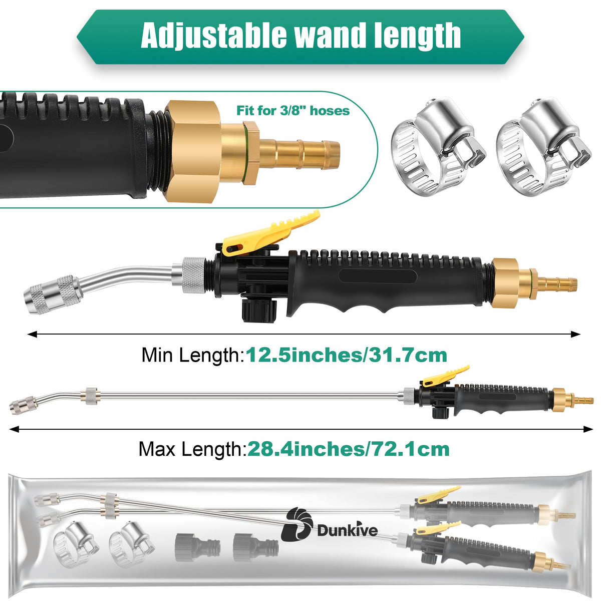 Dunkive brass barb 3/8 hose connector promotes leak-free setup for garden tasks