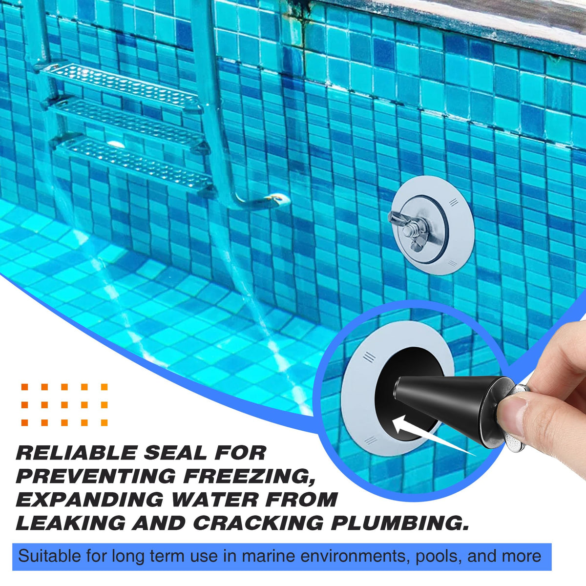 Dunkive multi-purpose pool plug suitable as skimmer or return line stopper.