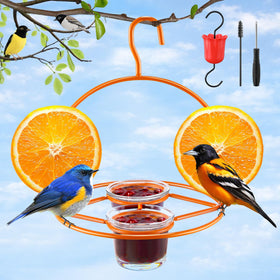 Dunkive Oriole feeder frame view showcasing durable metal construction for year-round feeding