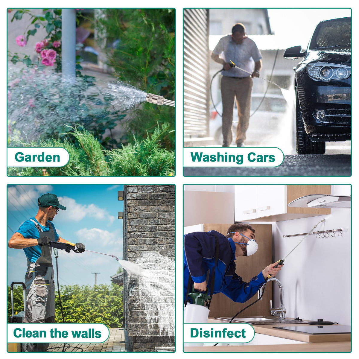 Dunkive sprayer wand in use for garden watering and car cleaning tasks