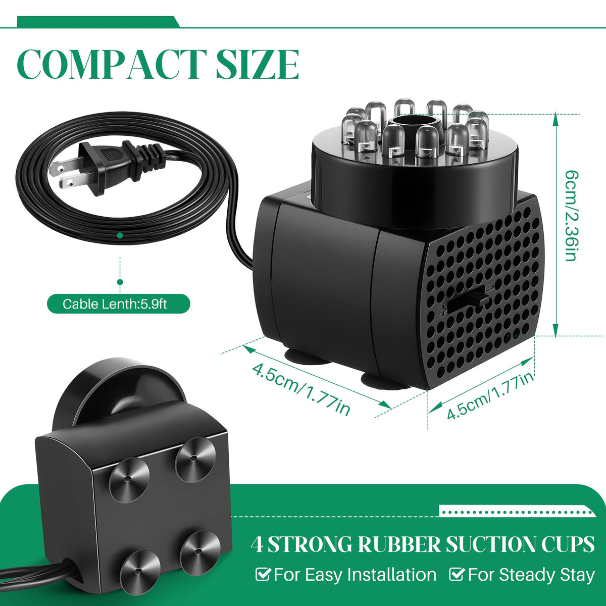 Dunkive suction cups secure stable placement during operation