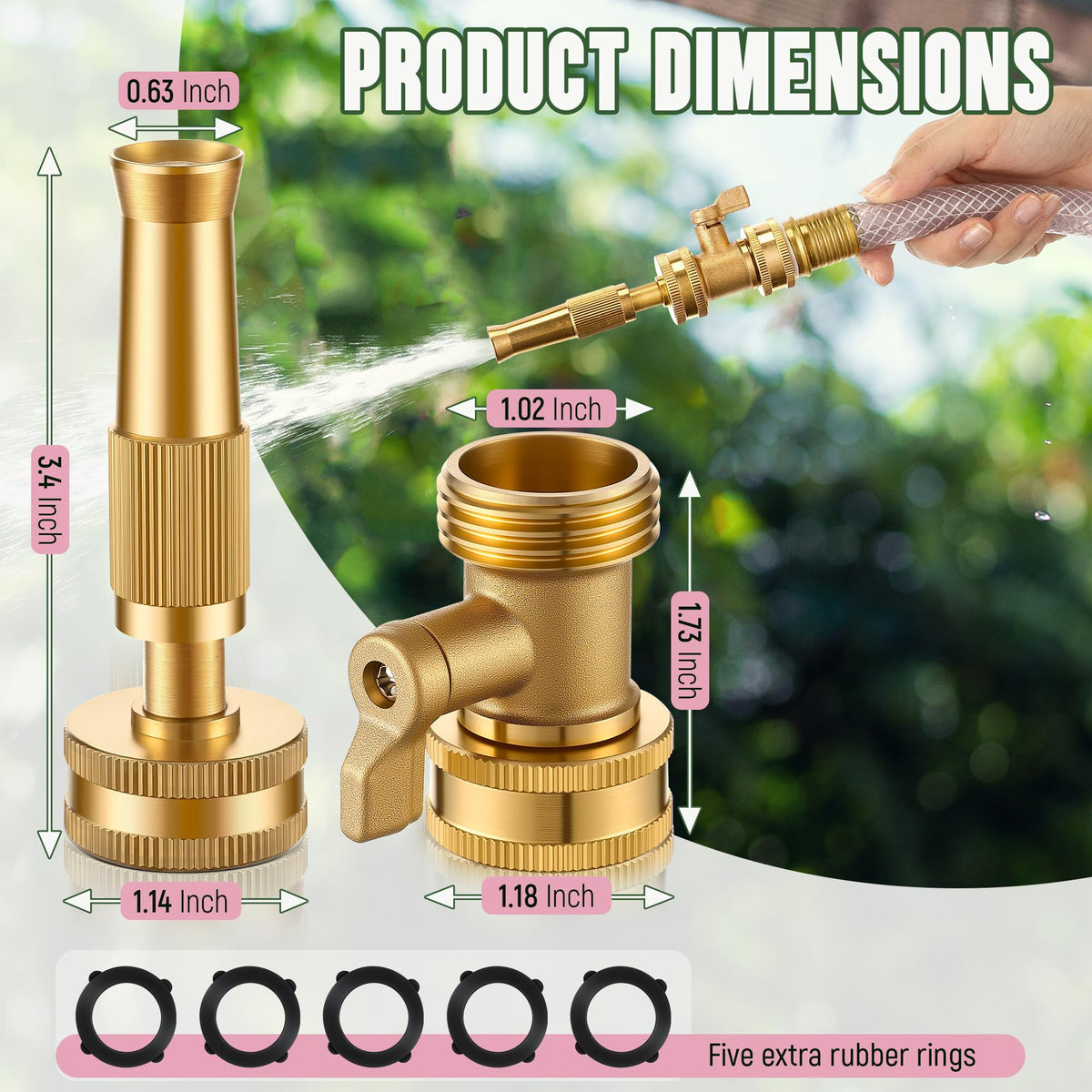 Dunkive twist nozzle showing four spray patterns for versatile rinsing