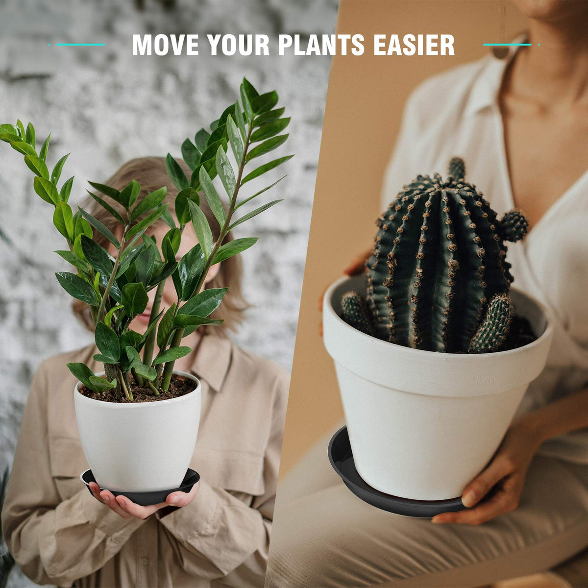 DUNPUTE plant saucer 10in side view durable for heavy planters and spills.