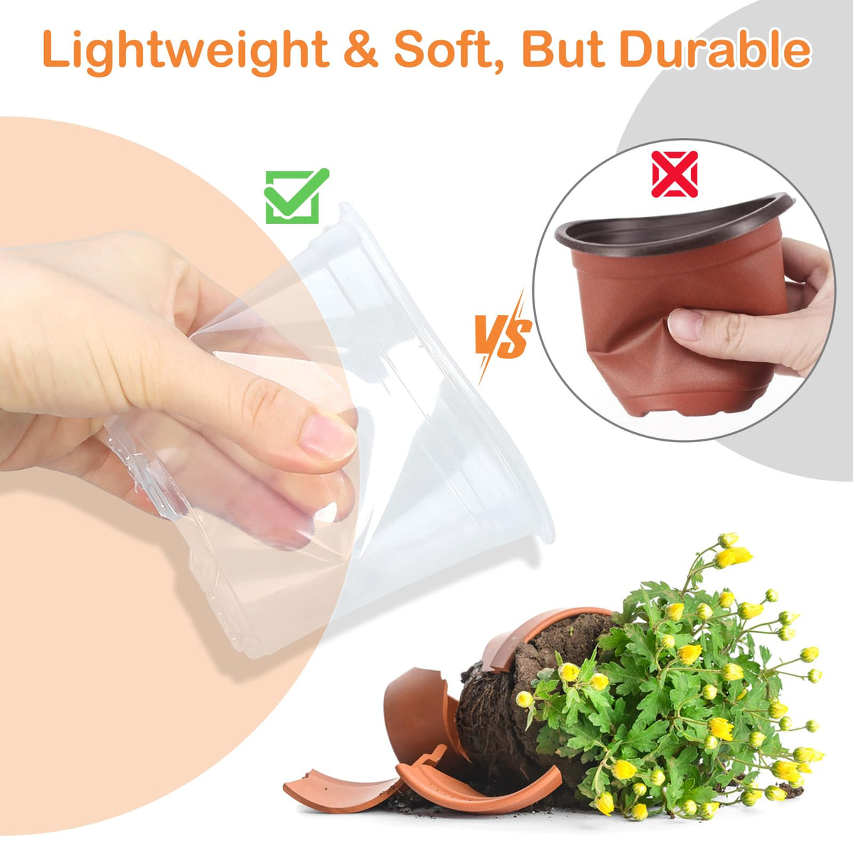 DUNPUTE transparent plastic pot close-up edge highlighting smooth finish
