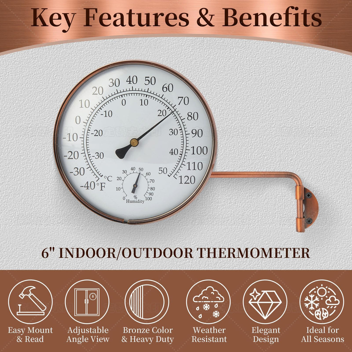 DUNUO window thermometer outdoor display for quick temperature checks from inside.