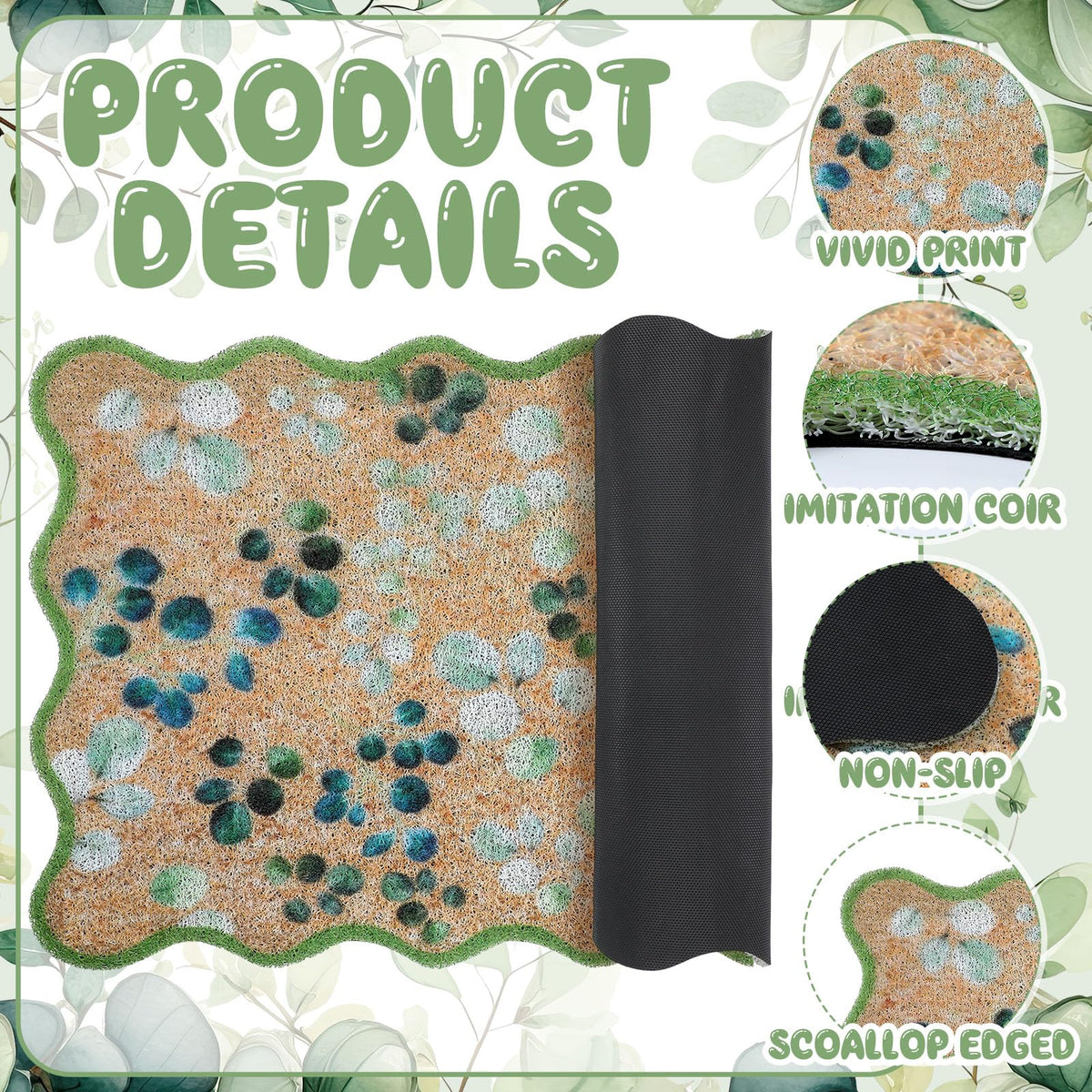 Dunzy doormat features anti-slip rubber backing that stays in place.