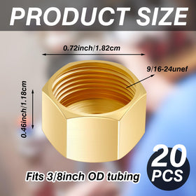 Dunzy brass 3/8-inch threaded cap close-up showing tight seal and durability.