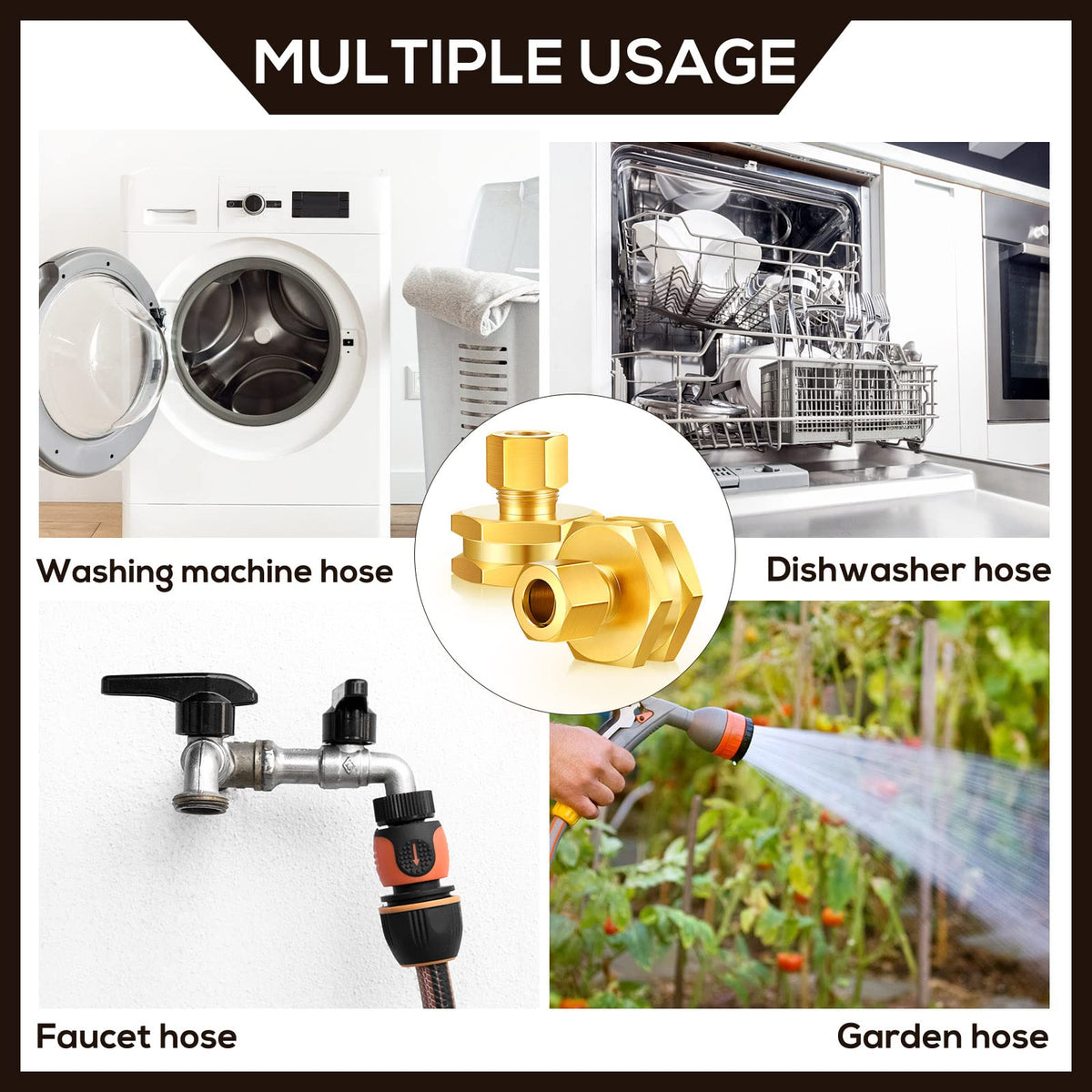 Dunzy outdoor-ready hose adapter suitable for lawn care and car washing tasks.