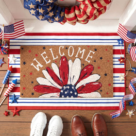 Dunzy Stars and Stripes doormat greets guests with bold national colors