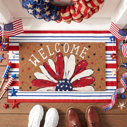Dunzy Stars and Stripes doormat greets guests with bold national colors