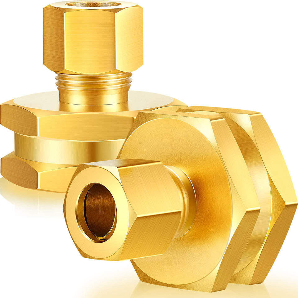 Dunzy two-pack brass hose adapter with hex heads for easy installation and secure connections.