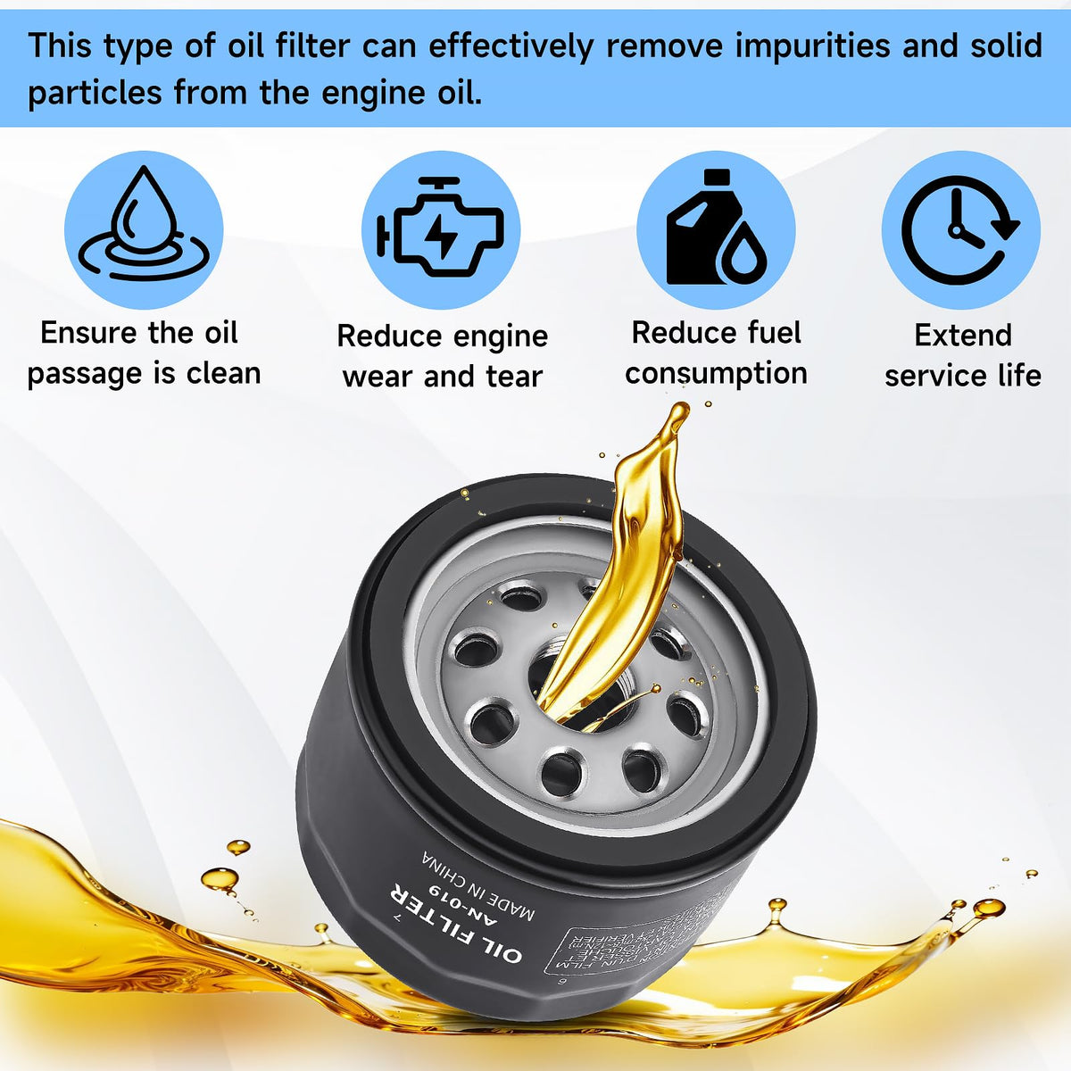 DUOOK oil filter features a thick metal casing for durability and sealing.