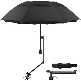 DUOUPA patio umbrella clipped to chair for portable shade on the go