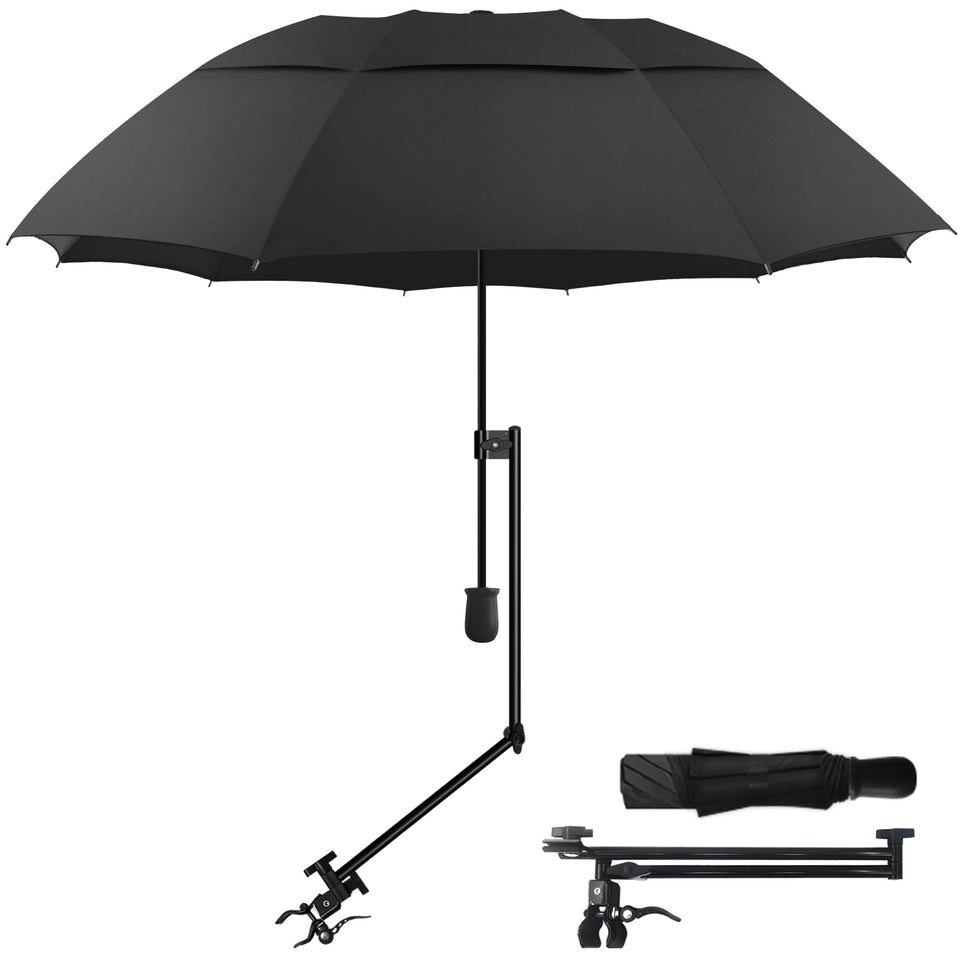 DUOUPA patio umbrella clipped to chair for portable shade on the go