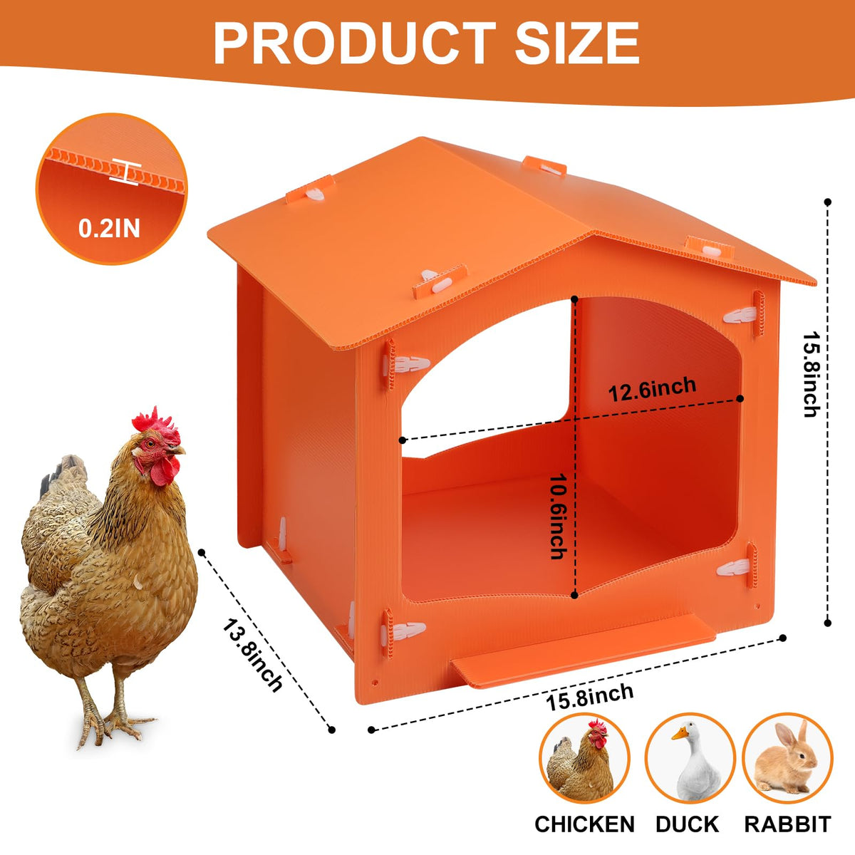 DUPPCOS chicken nesting box side view highlights durable materials and cleanability