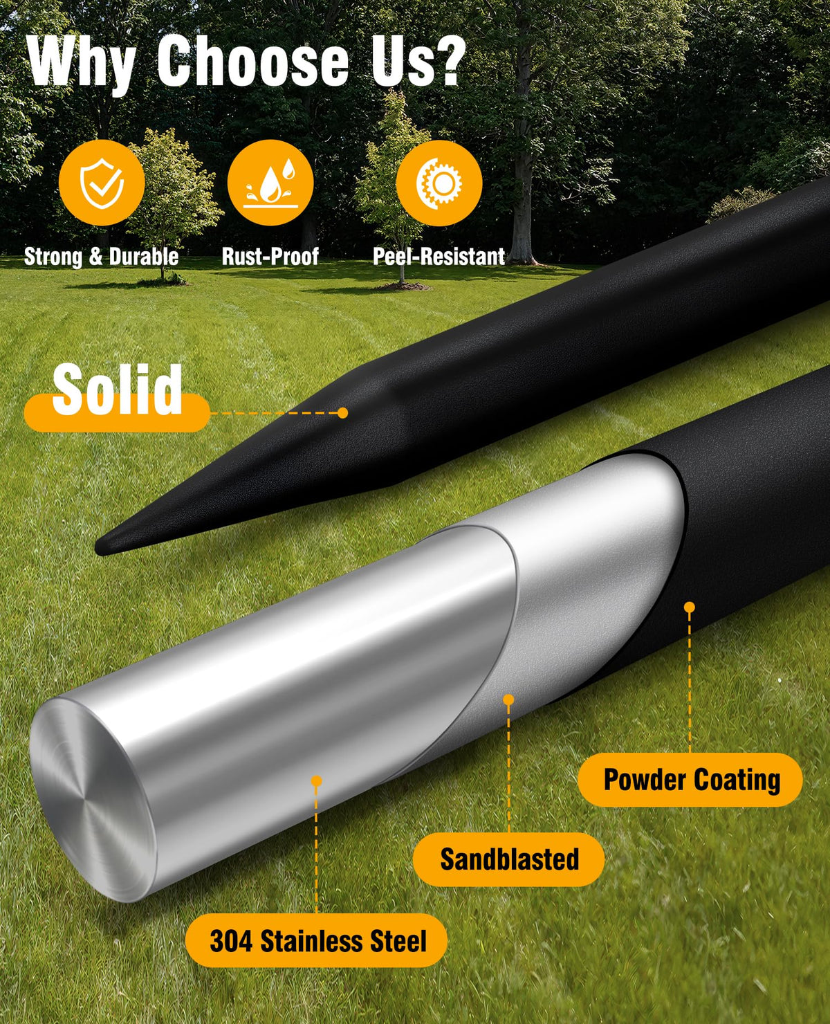 DUPKEV black powder-coated finish enhances weather durability
