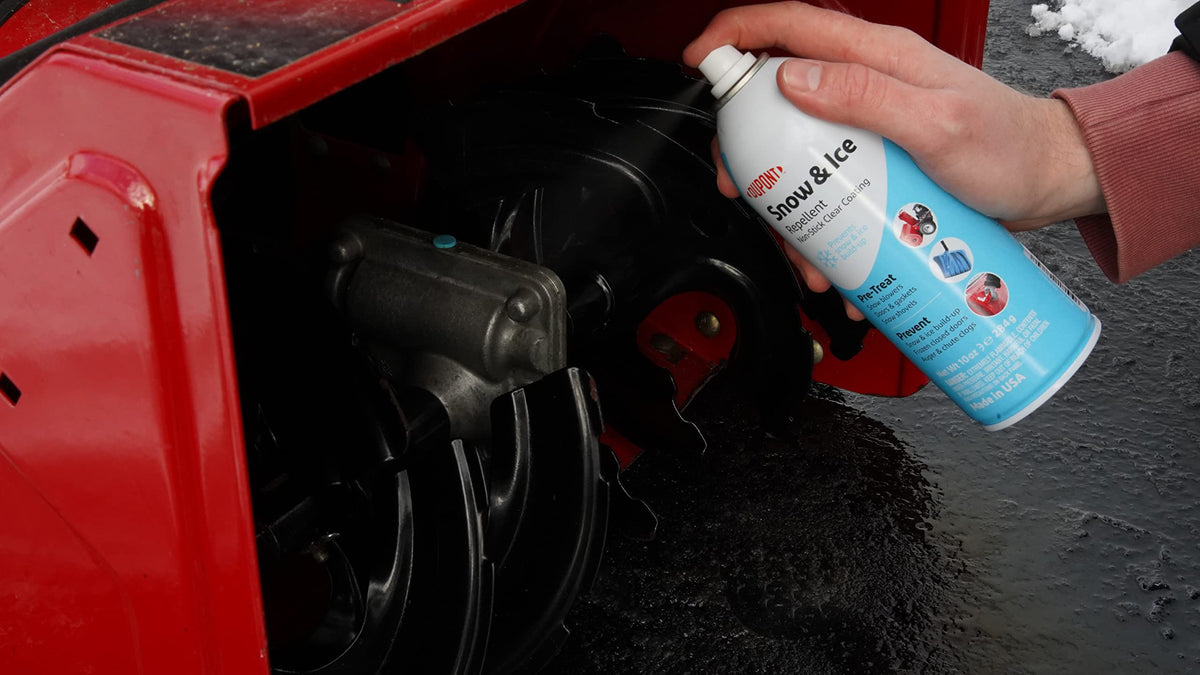 DuPont Teflon Snow Repellant surface-application shows smooth surface and reduced buildup.