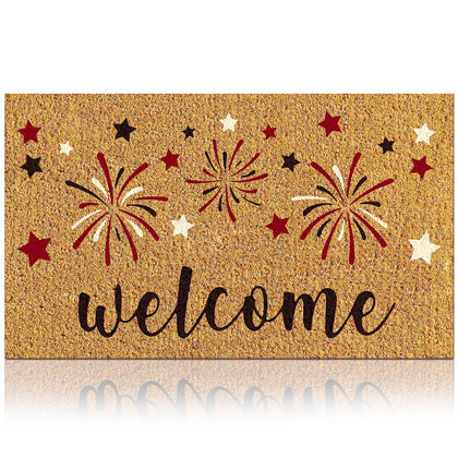 Duraaamo fourth of July coir doormat for outdoor use with durable coconut fiber