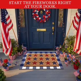 Duraaamo Independence Day door mat in blue stripes for a secondary entrance.