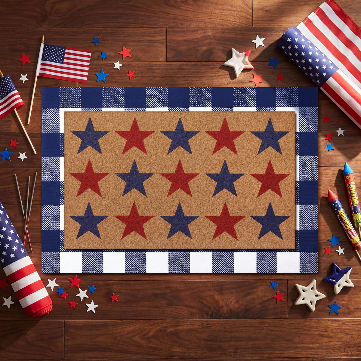 Duraaamo Independence Day doormat pair suitable for porch and entry doors.