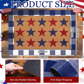 Duraaamo Independence Day rug in blue, white, and red for porch decor.