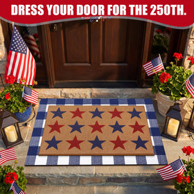 Duraaamo patriotic entry mat adds festive curb appeal for the entryway.