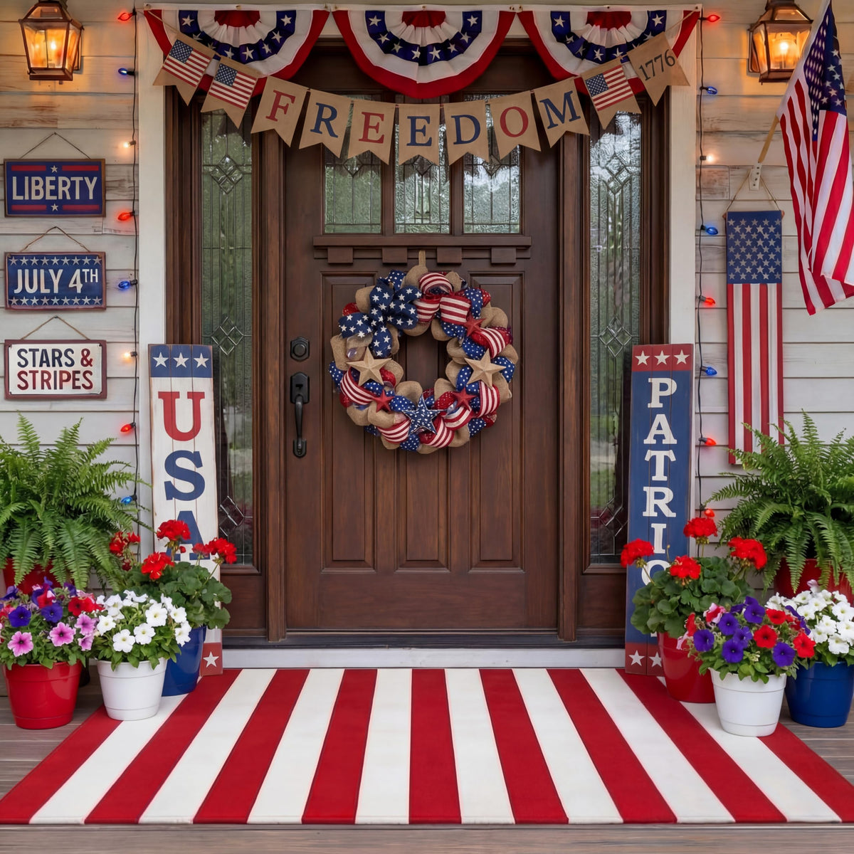 Duraaamo patriotic doormat designed for indoor-outdoor use and seasonal versatility
