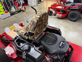 Durafit Savanna Camo Toro TimeCutter seat cover shields upholstery from sun and rain.