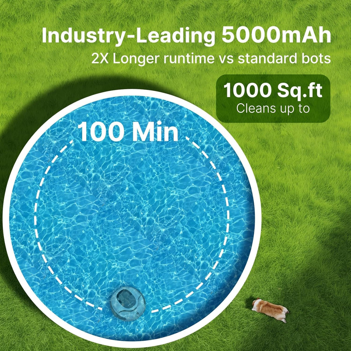 Duraon pool cleaner with 120-minute runtime for extended cleaning sessions