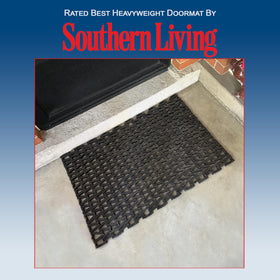 Durite open mesh tire-link mat provides drainage for busy entryways.