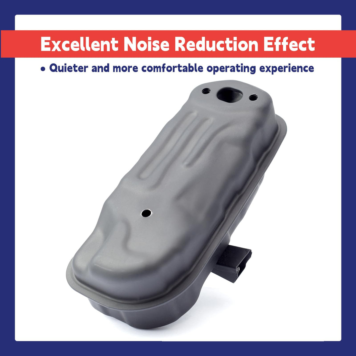 Dusledel muffler noise reduction for quieter operation