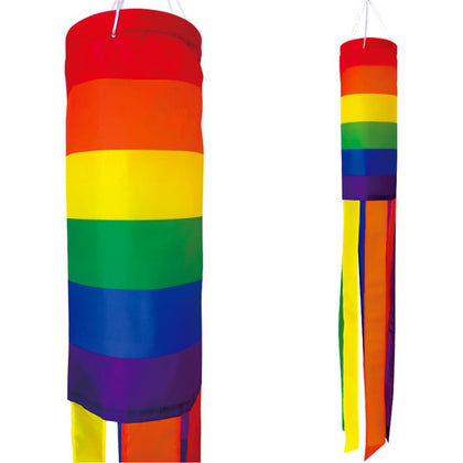 Dusnodu Pride Rainbow Windsock full view brightens outdoors with cheerful rainbow colors.