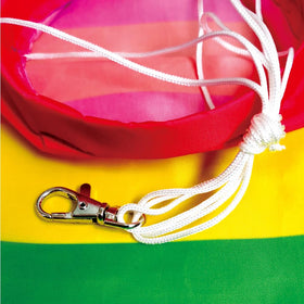 Dusnodu Pride Rainbow Windsock features three-position bridles with snap swivel for easy hanging.