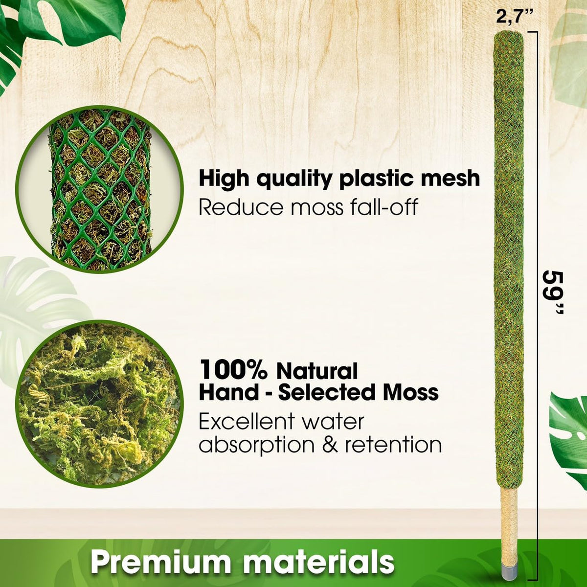 Duspro moss pole tall plant stake for climbing varieties like Monstera and pothos