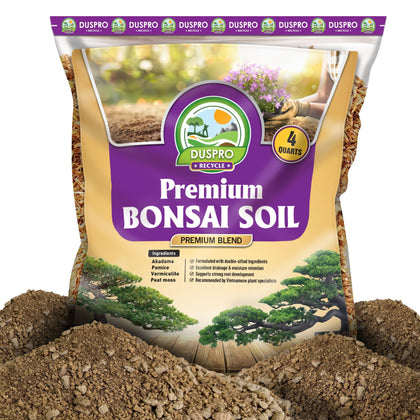 Duspro bonsai soil mix with akadama-pumice blend for superior drainage and aeration.